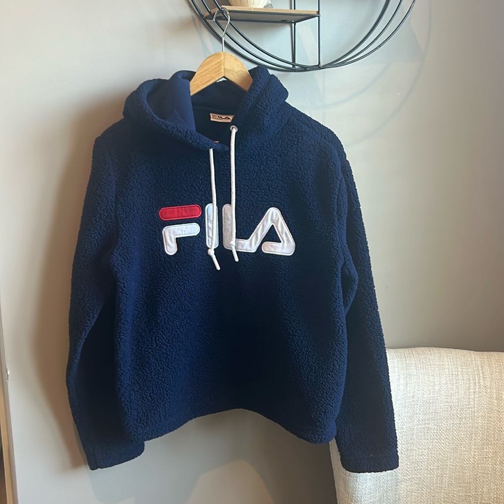Fila plush hoodie size medium , super soft light used